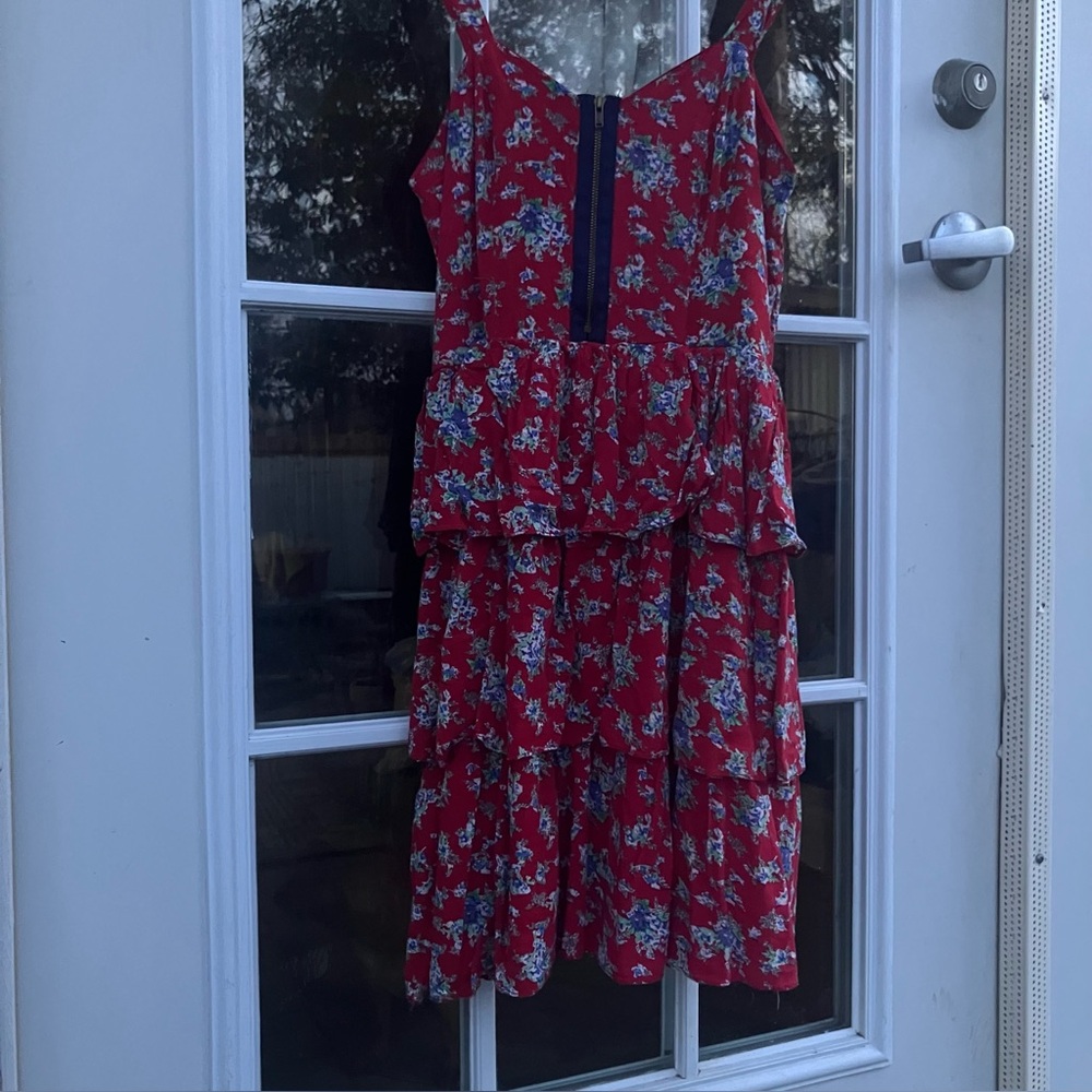 Floral Red Sleeveless Dress